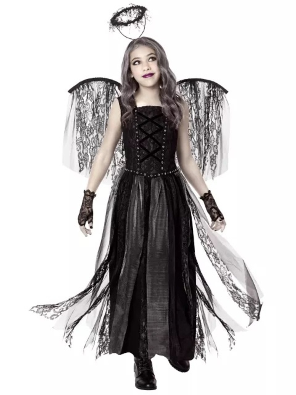 Dark Angel Kids Costume - Black Dress with Wings